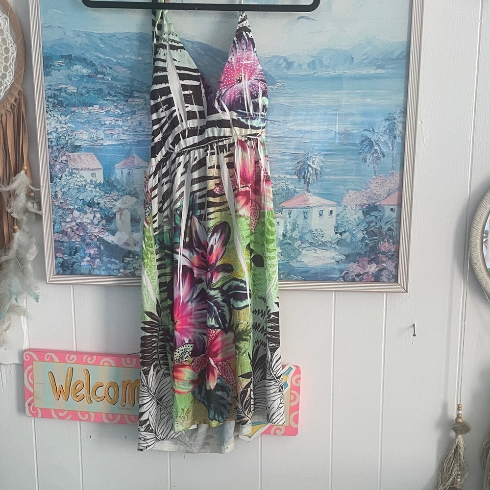 Tropical Halter Maxi Dress